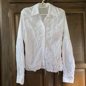 Exetera Women’s White Fancy Button Up Blouse Top - Size 1 (small)